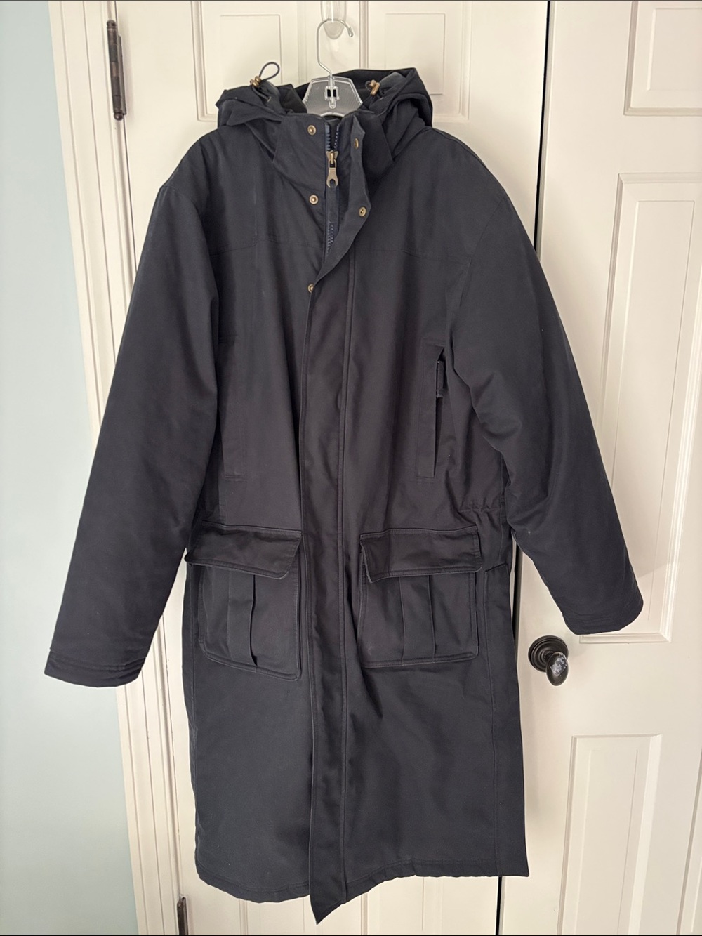 L.L. Bean Black Hooded Long Field Parka